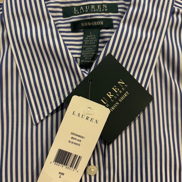 Women’s Blue Striped Ralph Lauren Button Down - Picture 3 of 3